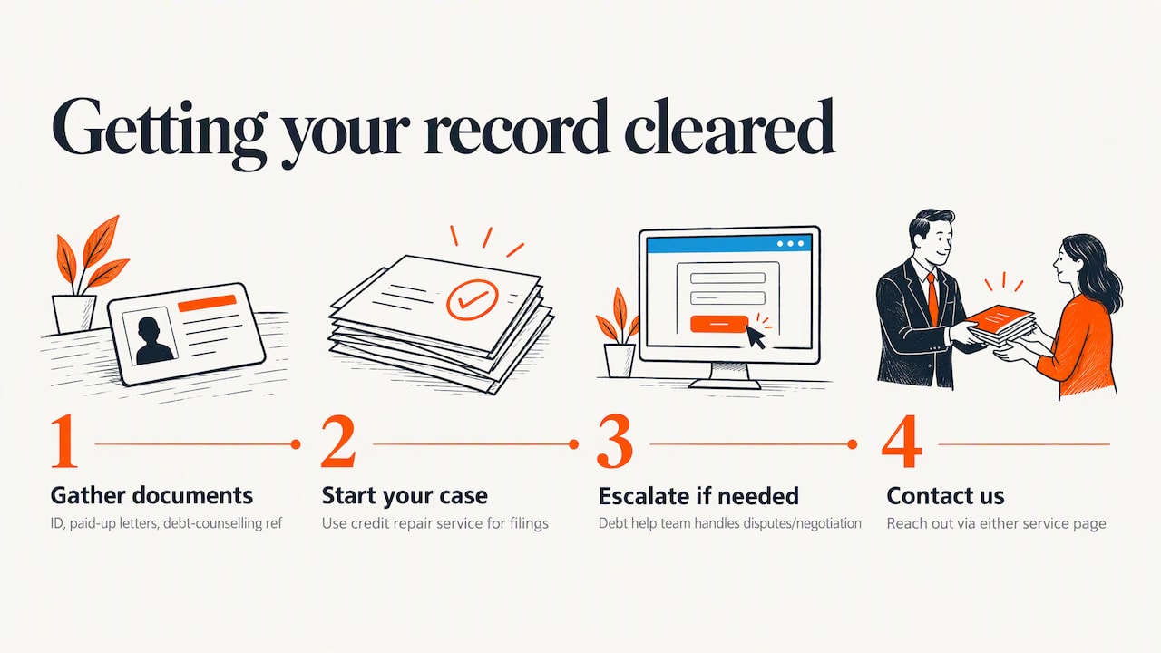 How we help you get your credit record cleared — overview diagram