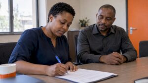 Employee signing a mutual separation agreement